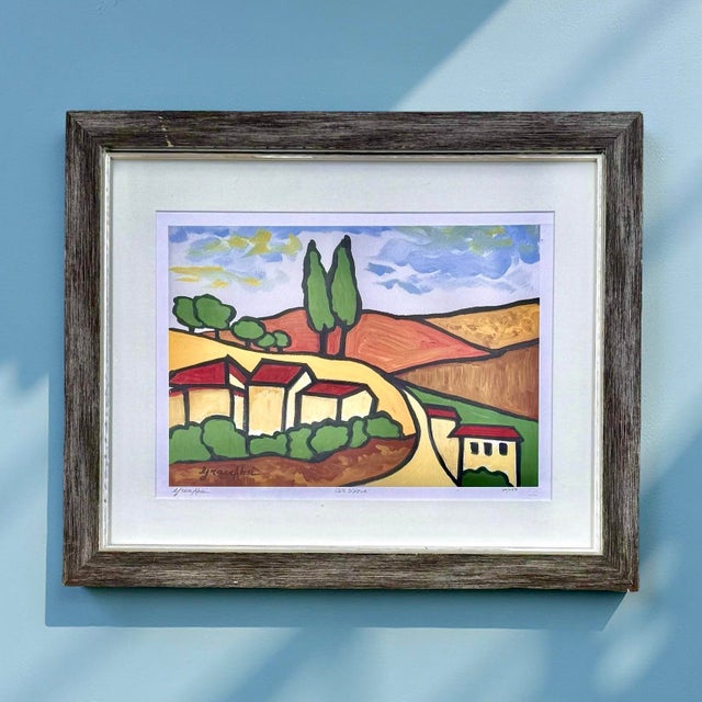 This framed artwork titled Cote d’Azur is by American artist Grace Absi (born 1967), a painter, sculptor, and illustrator...