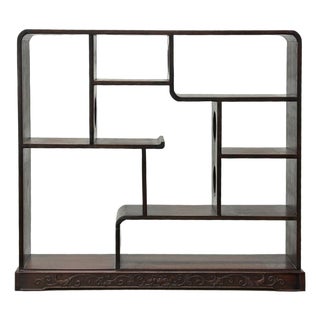 Chinese Brown Stain Wood Rectangular Table Top Display Stand For Sale