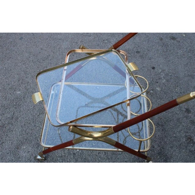 Wood & Brass Trolley, 1950s For Sale - Image 6 of 13
