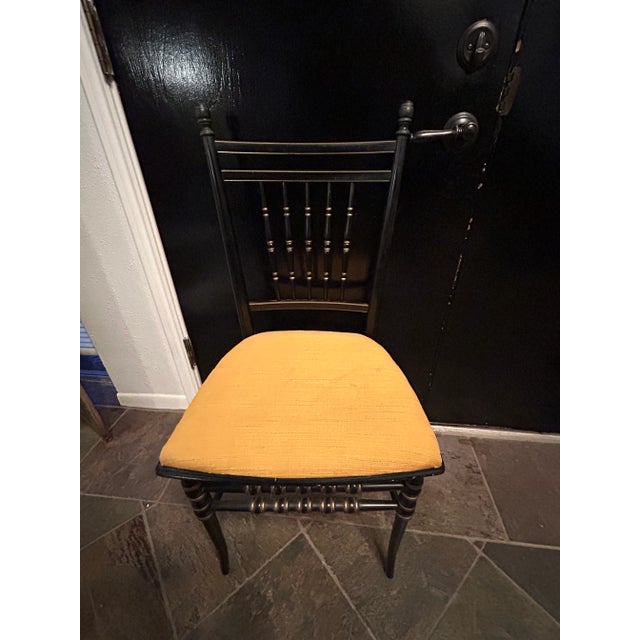 1960s Vintage Ebonized Black and Gold Regency Side Chair by Tell City Chair Company For Sale - Image 12 of 13