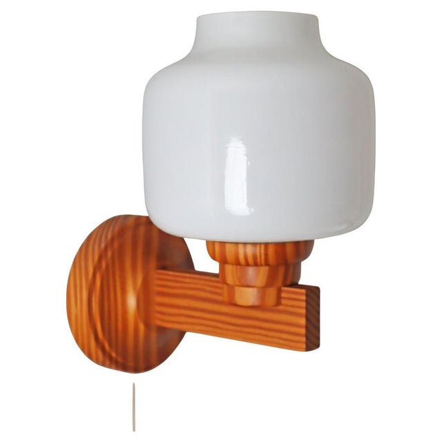 Scandinavian Wooden Wall Lamp with Onion-Shaped Lampshade, Sweden, 1970s For Sale - Image 14 of 14