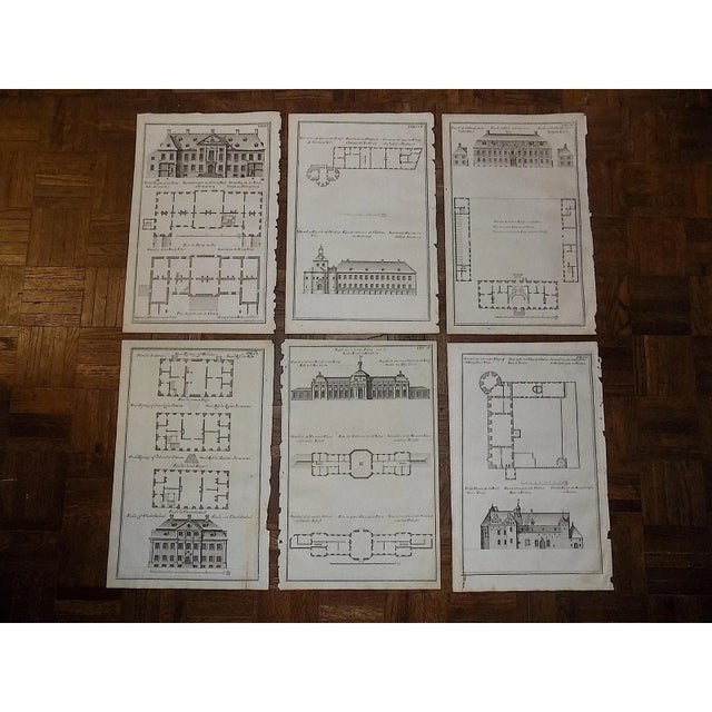 Antique 18th C. Copperplate Engravings-Architectural Facades -Imperial Folio - Set of 6 For Sale In Cincinnati - Image 6 of 7