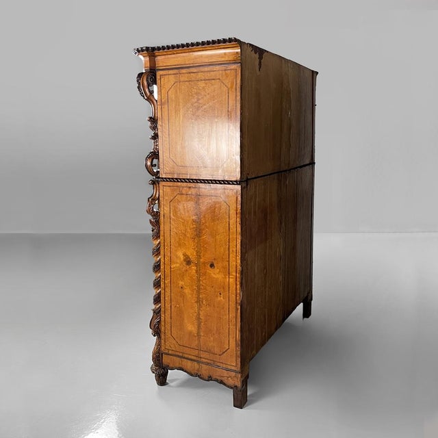 Italian Carlo X Style Sideboard in Turned Wood with Mirrors, 1930s For Sale - Image 4 of 18