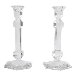 Belgian Val Saint Lambert Crystal Candlesticks, Pair