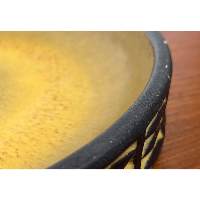 Large Mid-Century Modern Danish Studio Pottery Yellow Bowl from Frank Keramik, 1960s For Sale - Image 9 of 17