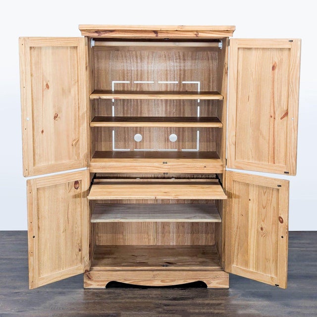 Traditional Pier 1 Imports Wooden Armoire For Sale - Image 3 of 11