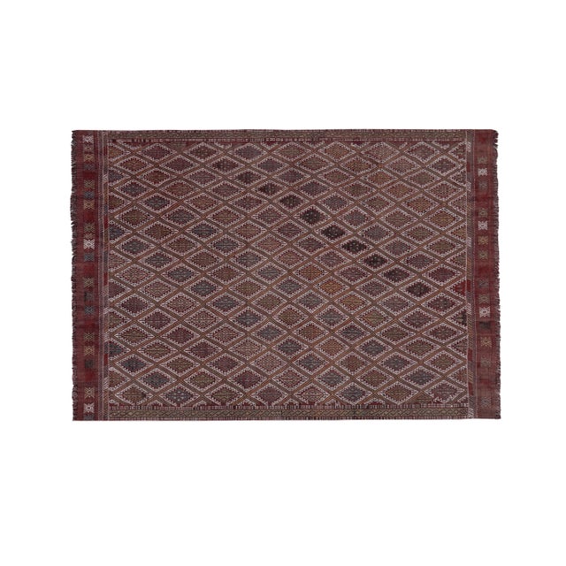 Vintage Turkish Jajim Rug 4'8'' X 7'1'' 58" x 86'' / 147 x 218 Cm Hand woven with high quality pure wool Excellent...