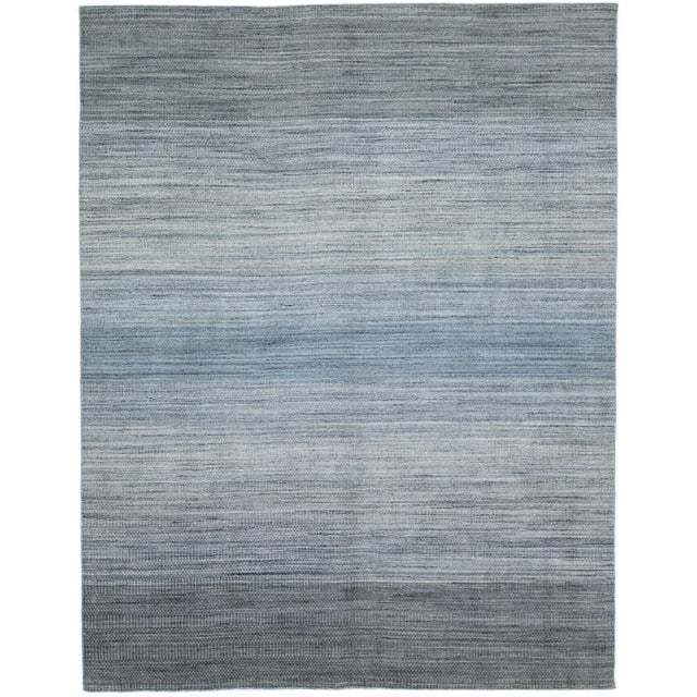 Wood 2010s Gray Modern Apadana's Groove Handmade Bamboo/Silk Rug With Stripe Motif For Sale - Image 7 of 7