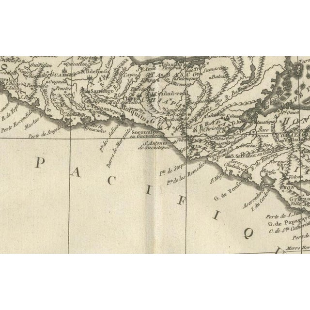Paper Map of Southern Mexico and New Spain by Rigobert Bonne, 1780s For Sale - Image 7 of 12