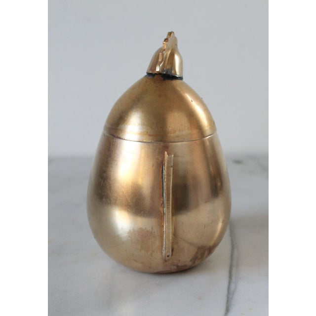 Vintage Polished Brass Egg-Shaped Container With a Rooster Head Lid For Sale - Image 4 of 12