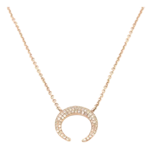 Crescent Moon Pave Diamond 14k Rose Gold Pendant Necklace
