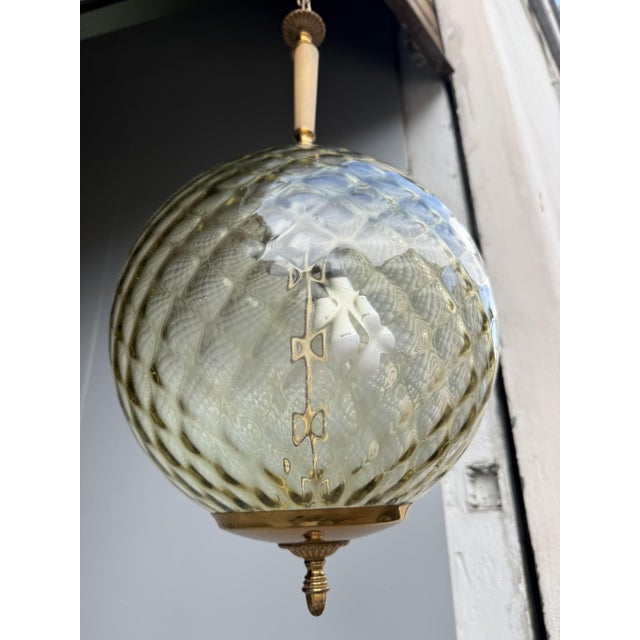 Murano Glass and Brass Ball Lantern, 1950 For Sale - Image 8 of 10