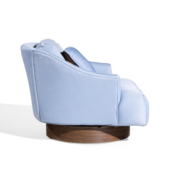 Harvey Probber Style Mid Century Walnut Swivel Lounge Chairs - Pair For Sale - Image 11 of 12