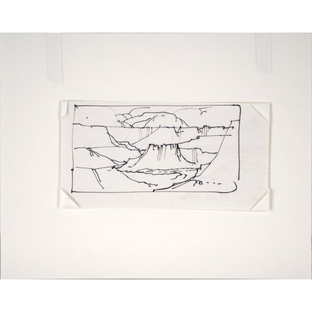 Grand Canyon Plateau - Line Drawing Landscape in Ink on Paper Bold landscape line drawing by listed Maine artist Laurence...