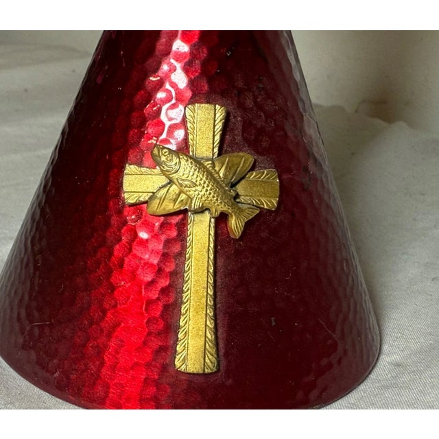 1950s High Quality Vintage Silver Enameled Brass Religious Church Chalice Ceremonial For Sale - Image 5 of 13