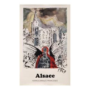 1969 French Railway Poster - Alsace, Ferrocarriles Franceses (French Railways)