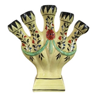 Early 19th Century English Creamware Vase with Five Fingers For Sale