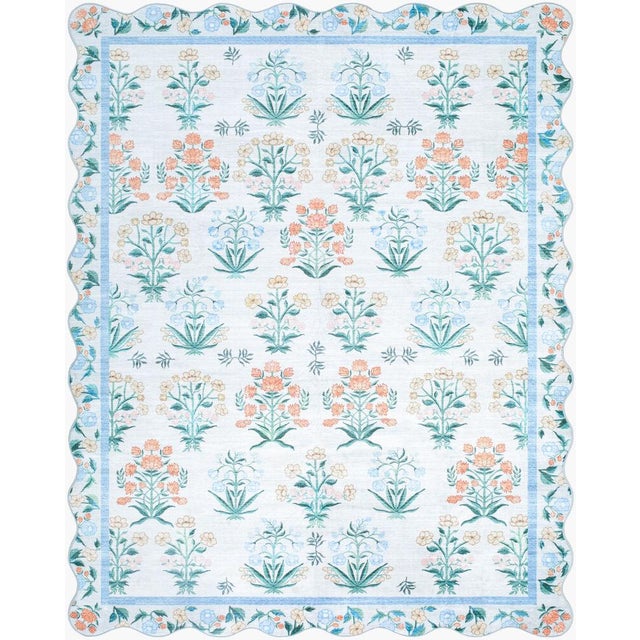 Lavable Machine Woven Rug Blue 8x10 For Sale - Image 4 of 4