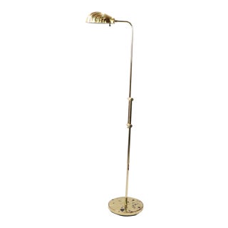 Vintage 60s Mid-Century Modern Brass Clamshell Adjustable Floor Lamp For Sale