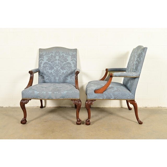 Kittinger Chippendale Carved Mahogany Open Arm Library Chairs | Set of Four For Sale - Image 10 of 18