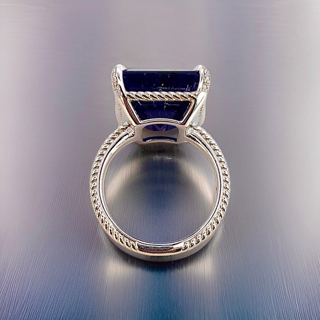 Natural Solitaire Sapphire Ring 6.5 14k W Gold 7 TCW Certified For Sale - Image 17 of 18