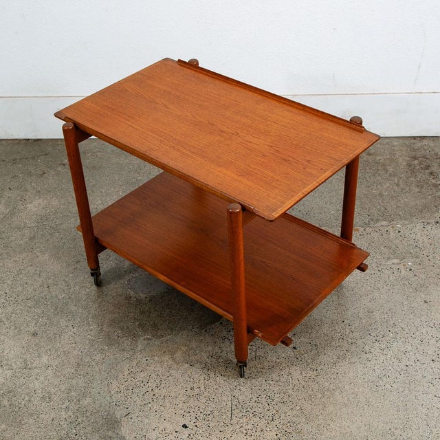 1960s Mid Century Danish Modern Serving Cart Trolley Poul Hundevad Vamdrup Solid Teak For Sale - Image 11 of 12