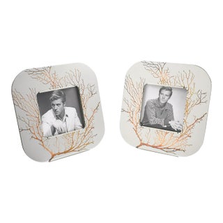 Sambonet Italy Chrome and Copper Inlaid Picture Frame, a Pair For Sale