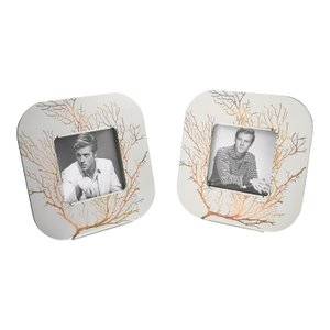 Sambonet Italy Chrome and Copper Inlaid Picture Frame, a Pair