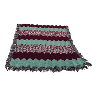 Contemporary Hand Crochet "Zig-Zag" Pattern Bed Cover For Sale