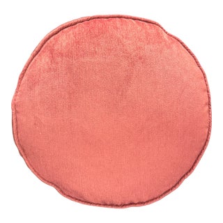 Round Pillow Earthy Red Chenille 15 Inches—Beautiful! For Sale