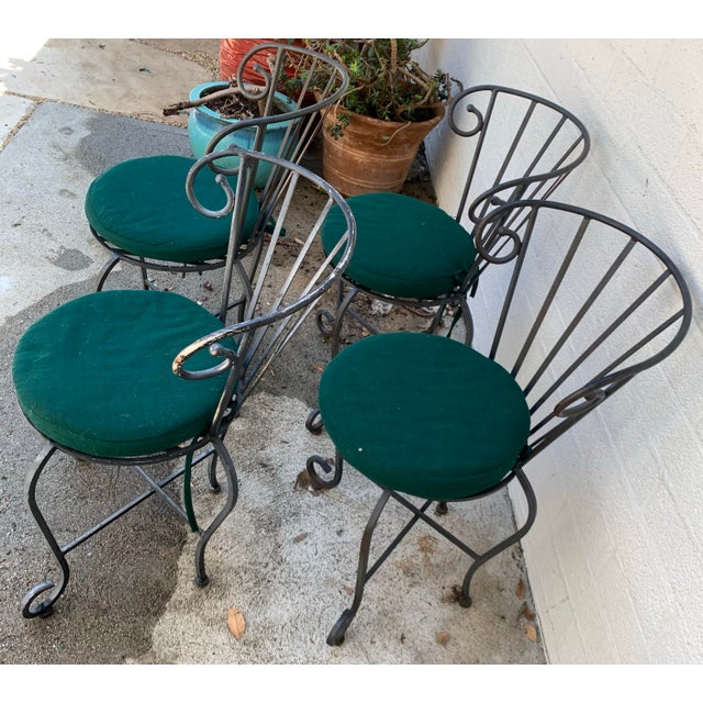 1960s Vintage Painted Wrought Iron Garden Chairs, Set of 4 For Sale In Los Angeles - Image 6 of 12