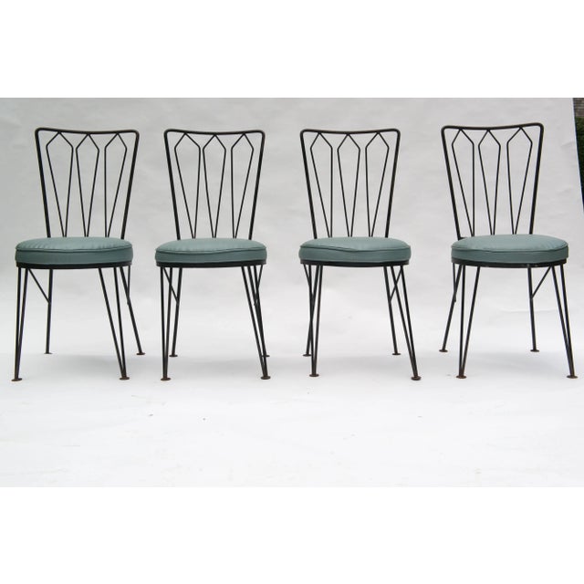 Blue Iron Mid-Century Dining Chairs by Woodard - Set of 4 For Sale - Image 8 of 13