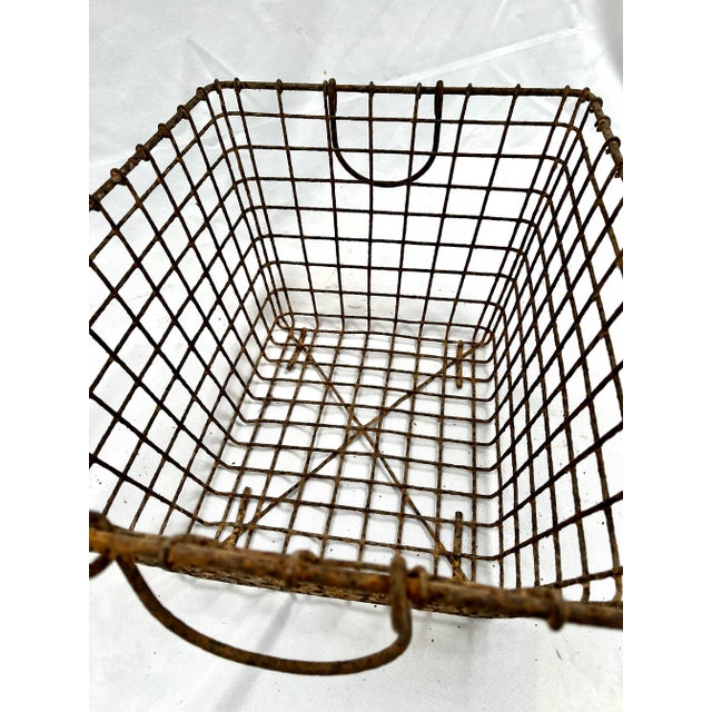 Gray Vintage Early 1900s French Metal Oyster Basket For Sale - Image 8 of 9