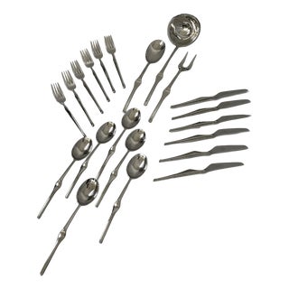 Italian Modern Ergonomica Cutlery Set by Angelo Mangiarotti for Mepra, 1980s, Set of 21 For Sale
