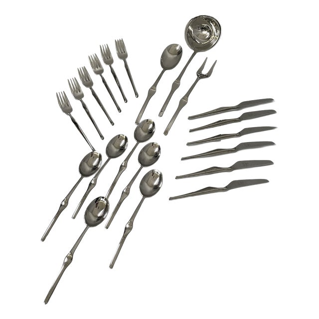 Italian Modern Ergonomica Cutlery Set by Angelo Mangiarotti for Mepra, 1980s, Set of 21 For Sale
