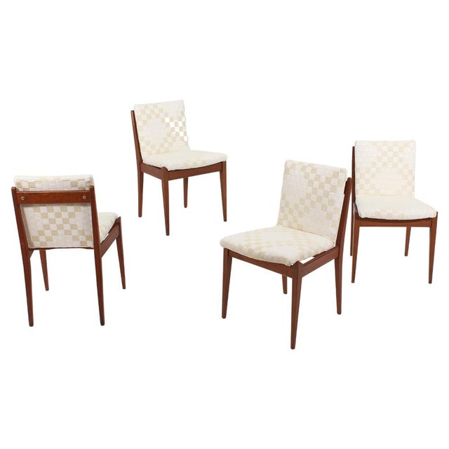 Mid-Century Wood and Cream Fabric Chairs from ISA Bergamo, Italy, 1960s, Set of 4 For Sale - Image 17 of 17