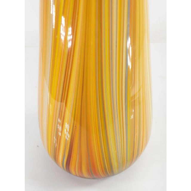 Late 20th Century Mid-Century Brightly Colored Orange and Yellow Art Glass Vase For Sale - Image 5 of 10