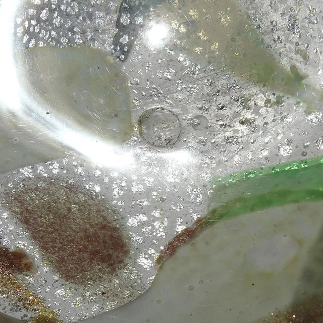 Murano Silver Leaf Confetti Cut Canes Ribbons Vintage Italian Art Glass Decorative Heart Shape Bowl For Sale - Image 12 of 13