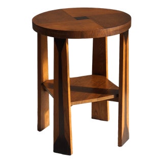 Dutch Art Deco Amsterdam School Occasional Table in Oak and Macassar, 1920s For Sale