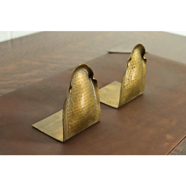 Roycroft Roycroft Arts & Crafts Hammered Brass Over Copper Bookends, Circa 1920s For Sale - Image 4 of 11