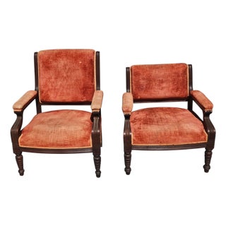 Pair of Antique American Eastlake Walnut Armchairs, Circa 1875–1890 For Sale