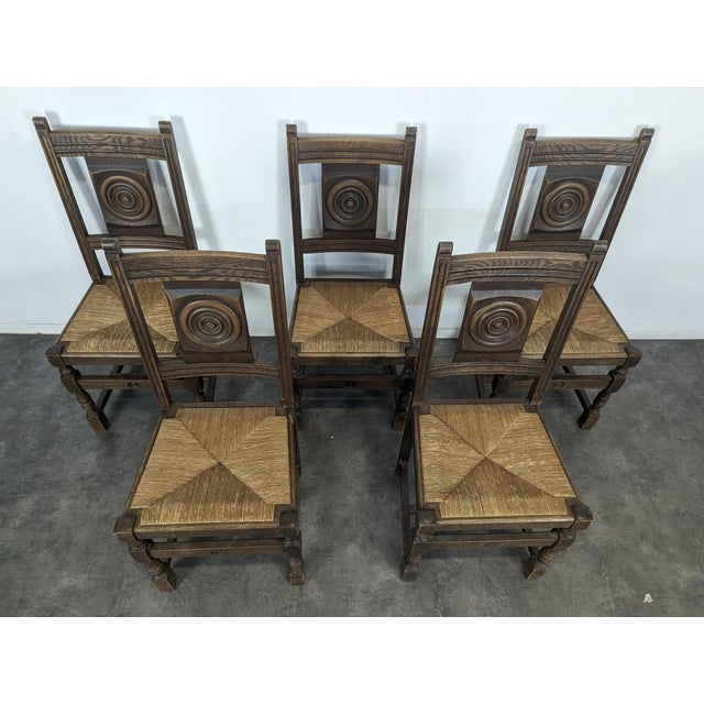Chairs in the style of Dudouyt, Set of 5 For Sale - Image 3 of 8