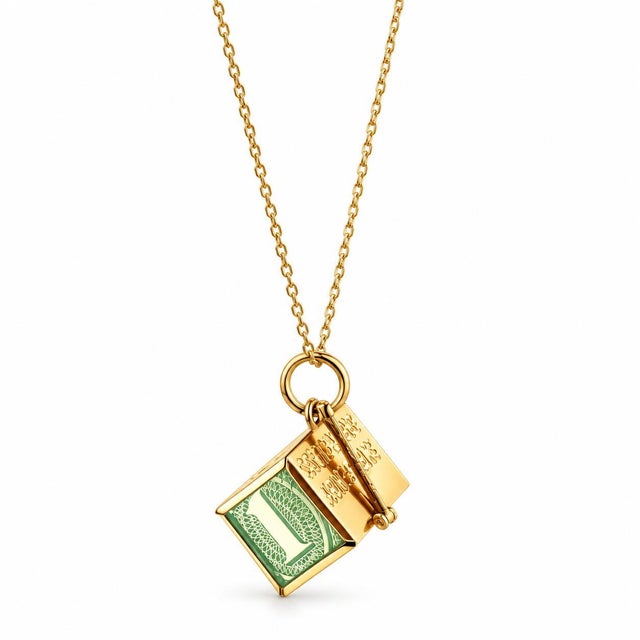 Mid 20th Century Vintage 14k Yellow Gold "Mad Money" Dollar Bill Necklace For Sale - Image 5 of 7