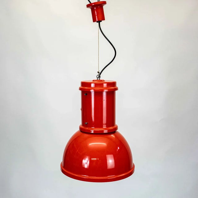 Industrial Red Lamp by Roberto Menghi for Fontana Arte, 1970s For Sale - Image 13 of 13