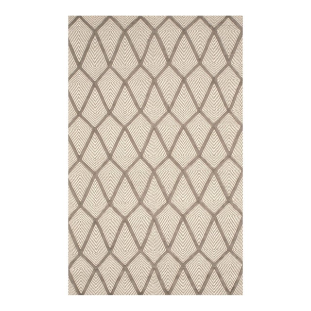 9x12 Trendy Diamond Gray Kilim Modern Flatwoven Wool Room Size Carpet Rug For Sale