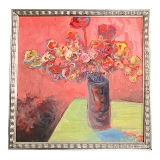 Contemporary Original Alexandra Brown Abstract Floral Still Life Oil Painting Framed For Sale