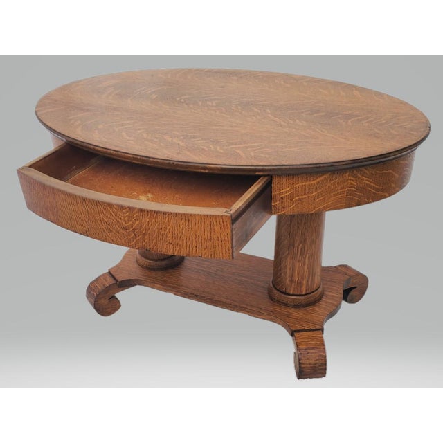 Antique Victorian American Tiger Oak Oval Coffee Table Chairish