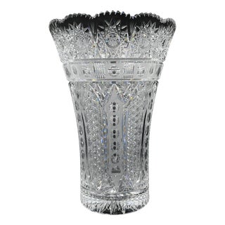 Parisian Crystal Vase with Hand-Cut Star Base, 1950s For Sale