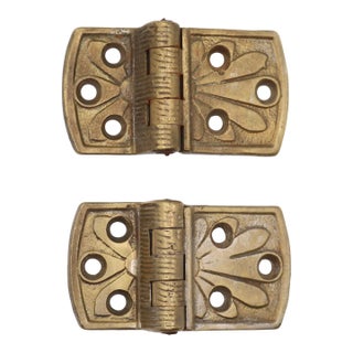 Pair of Vintage Brass Surface Offset Ice Box Hinges For Sale