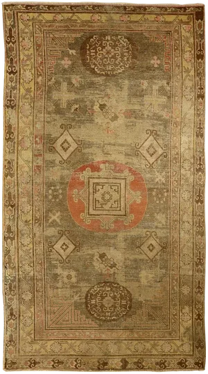 Circa 1900 E. Turkestan Khotan Rug- 4'10" X 8'10"